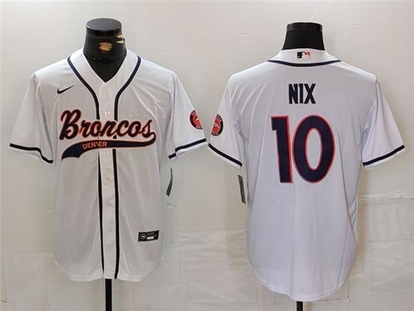 NFL Denver Broncos #10 Bo Nix White Baseball Limited Jersey