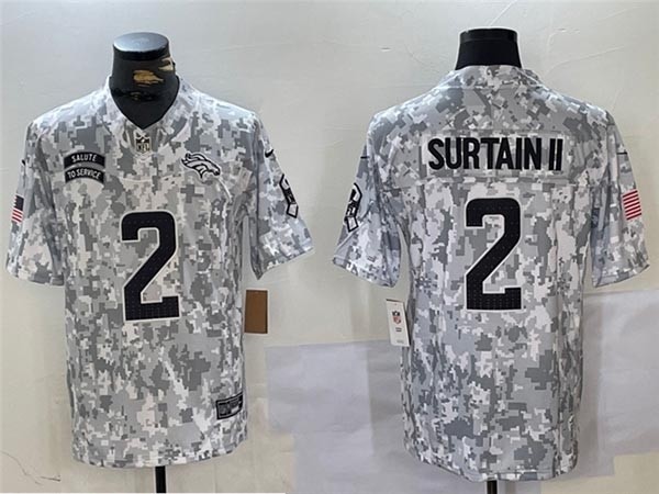 Men's Denver Broncos #2 Pat Surtain II Arctic Camo 2024 Salute To Service Limited Jersey