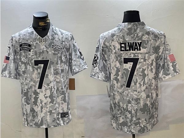 Men's Denver Broncos #7 John Elway Arctic Camo 2024 Salute To Service Limited Jersey