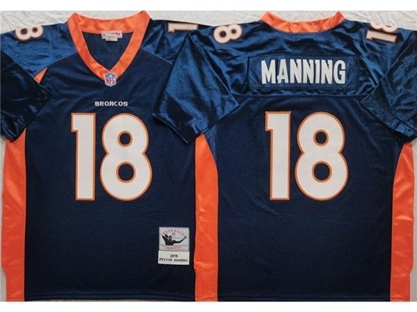 Men's Denver Broncos #18 Peyton Manning 2015 Throwback Blue Jersey