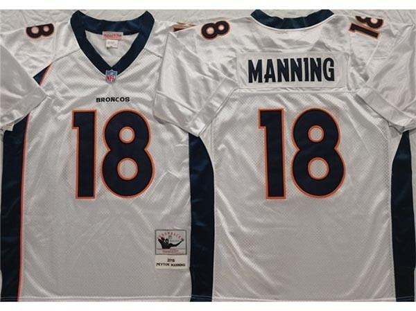 Men's Denver Broncos #18 Peyton Manning 2015 Throwback White Jersey