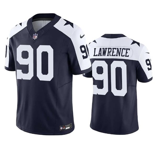 Men's Dallas Cowboys #90 Demarcus Lawrence Navy thankgiving 2023 F.U.S.E. Vapor Limited Stitched Football Jersey