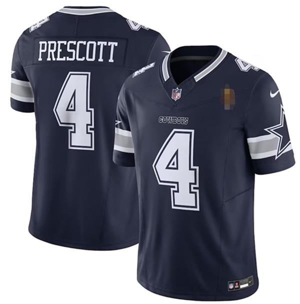 Men's Dallas Cowboys #4 Dak Prescott Navy 2023 F.U.S.E. With Walter Payton Patch Vapor Limited Stitched Football Jersey