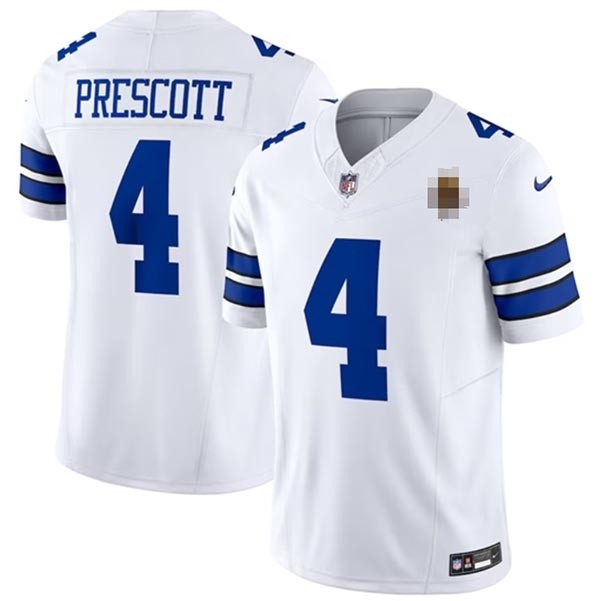 Men's Dallas Cowboys #4 Dak Prescott White 2023 F.U.S.E. With Walter Payton Patch Vapor Limited Stitched Football Jersey