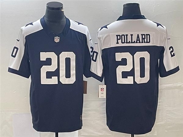 Men's Dallas Cowboys #20 Tony Pollard Navy thankgiving 2023 F.U.S.E. Vapor Limited Stitched Football Jersey