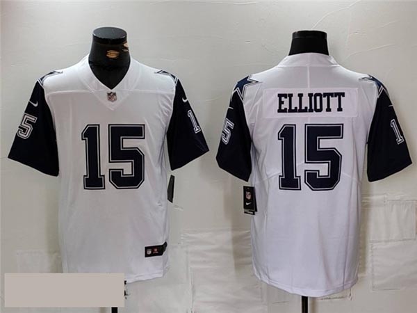 Men's Dallas Cowboys #15 Ezekiel Elliott Alternate White Vapor Limited Jersey