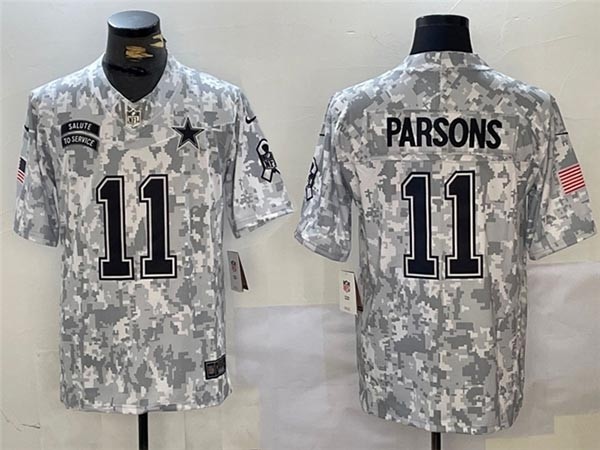 Men's Dallas Cowboys #11 Micah Parsons Arctic Camo 2024 Salute To Service Limited Jersey