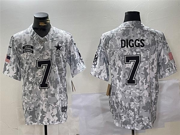 Men's Dallas Cowboys #7 Trevon Diggs Arctic Camo 2024 Salute To Service Limited Jersey