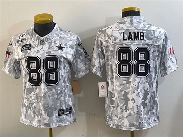 Women's Dallas Cowboys #88 CeeDee Lamb Arctic Camo 2024 Salute To Service Limited Jersey