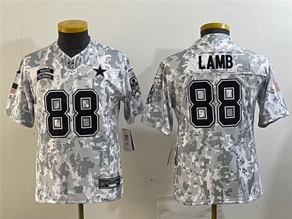 Youth Dallas Cowboys #88 CeeDee Lamb Arctic Camo 2024 Salute To Service Limited Jersey