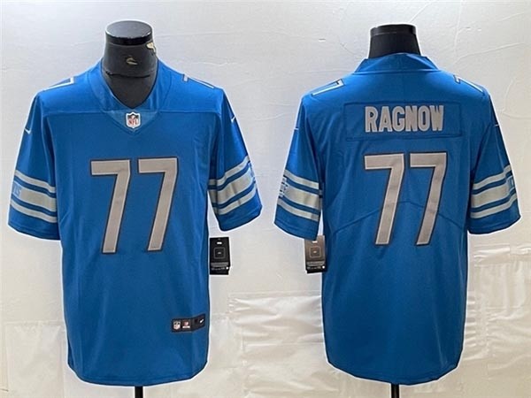 Men's Detroit Lions #77 Frank Ragnow Blue Vapor Limited Jersey