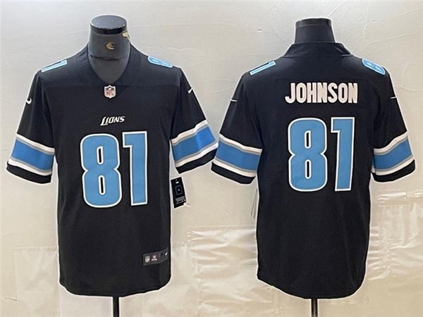 Men's Detroit Lions #81 Calvin Johnson Black Vapor Limited Jersey