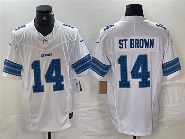 Men's Detroit Lions #14 Amon-Ra St. Brown 2024 White Vapor F.U.S.E. Limited Jersey