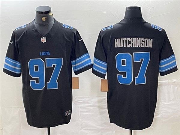 Men's Detroit Lions #97 Aidan Hutchinson 2024 Black Vapor F.U.S.E. Limited Jersey