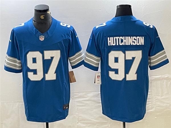 Men's Detroit Lions #97 Aidan Hutchinson 2024 Blue Vapor F.U.S.E. Limited Jersey