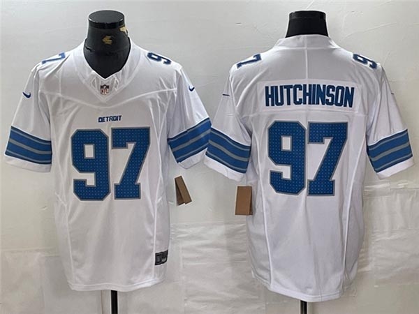 Men's Detroit Lions #97 Aidan Hutchinson 2024 White Vapor F.U.S.E. Limited Jersey