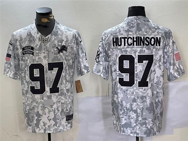 Men's Detroit Lions #97 Aidan Hutchinson Arctic Camo 2024 Salute To Service Limited Jersey