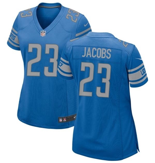 Women's Detroit Lions #23 Jerry Jacobs Blue Stitched Jersey(Run Small)