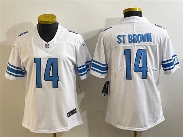 Women's Detroit Lions #14 Amon-Ra St. Brown White Vapor Limited Jersey