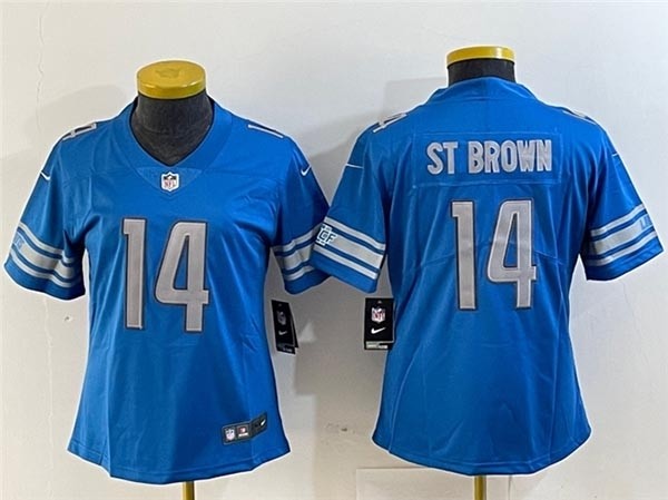 Women's Detroit Lions #14 Amon-Ra St. Brown Blue Vapor Limited Jersey