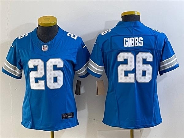 Women's Detroit Lions #26 Jahmyr Gibbs 2024 Blue Vapor F.U.S.E. Limited Jersey