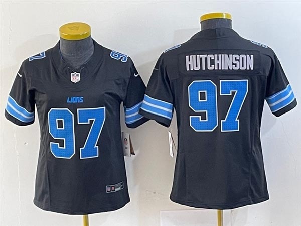 Women's Detroit Lions #97 Aidan Hutchinson 2024 Black Vapor F.U.S.E. Limited Jersey