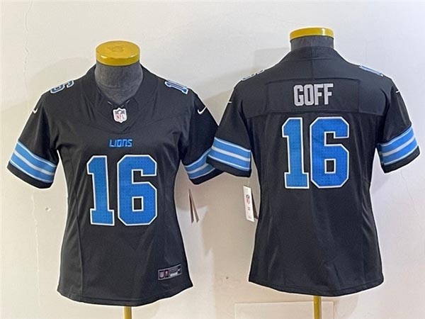 Women's Detroit Lions #16 Jared Goff 2024 Black Vapor F.U.S.E. Limited Jersey