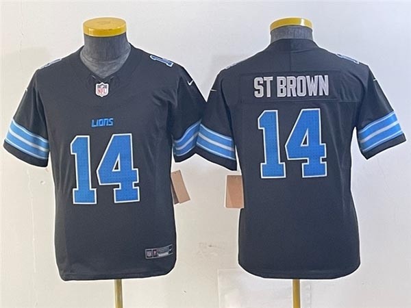 Youth Detroit Lions #14 Amon-Ra St. Brown 2024 Black Vapor F.U.S.E. Limited Jersey