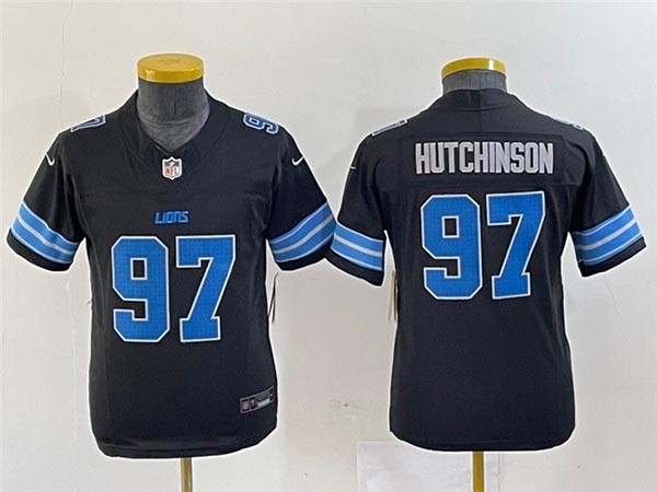 Youth Detroit Lions #97 Aidan Hutchinson 2024 Black Vapor F.U.S.E. Limited Jersey