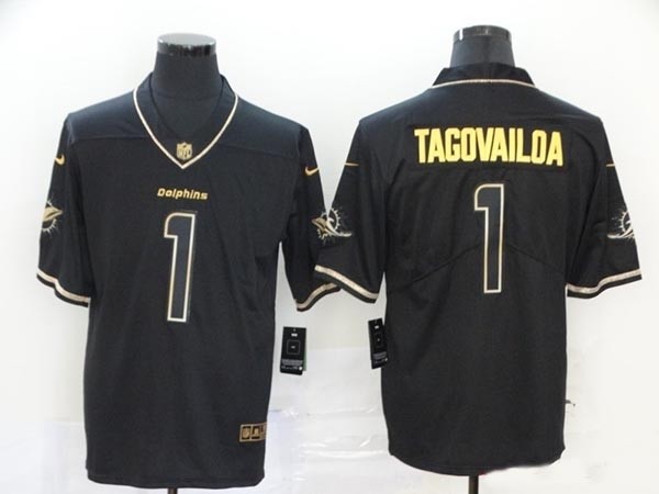 NFL Miami Dolphins Tagovailoa #1 Black Gold Edition Jersey