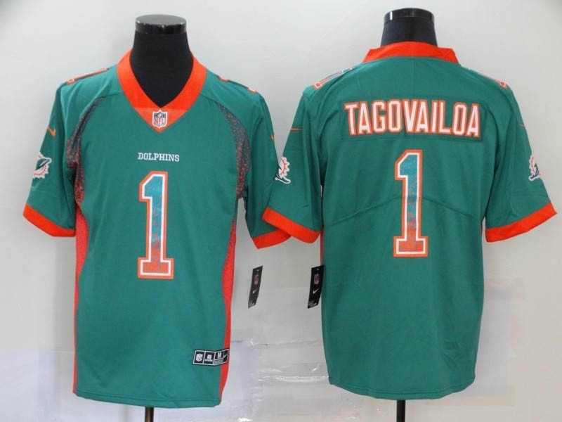 NFL Dolphins #1 Tua Tagovailoa Aqua Drift Fashion Limited Jersey