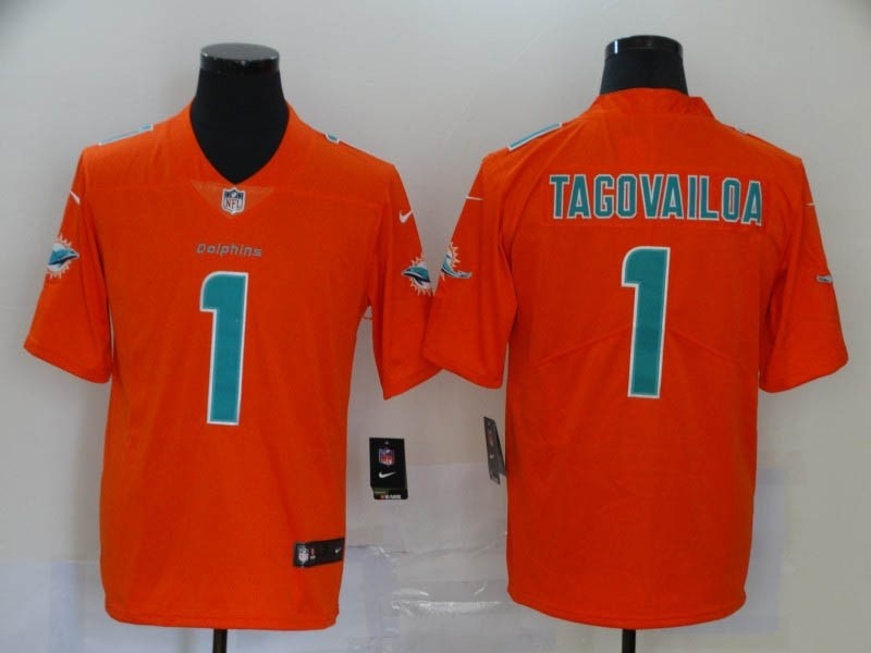 NFL Dolphins #1 Tua Tagovailoa Orange Inverted Legend Limited Jersey