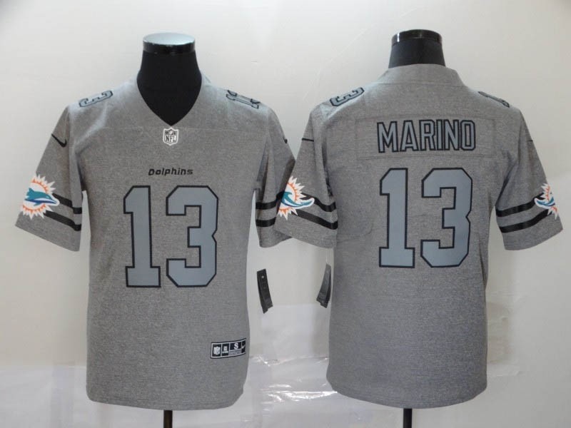 NFL Dolphins #13 Dan Marino 2019 Gray Gridiron Gray Vapor Untouchable Limited Jersey