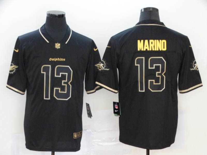 NFL Miami Dolphins #13 Dan Marino Black Gold Edition Jersey