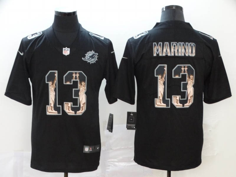 NFL Miami Dolphins #13 Dan Marino Black Statue Of Liberty Limited Jersey