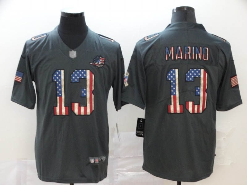 NFL Miami Dolphins #13 Dan Marino Grey Salute To Service USA Flag Fashion Limited Jersey