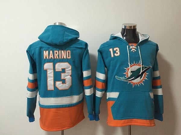 NFL Miami Dolphins #13 Dan Marino Green All Stitched Hooded Sweatshirt