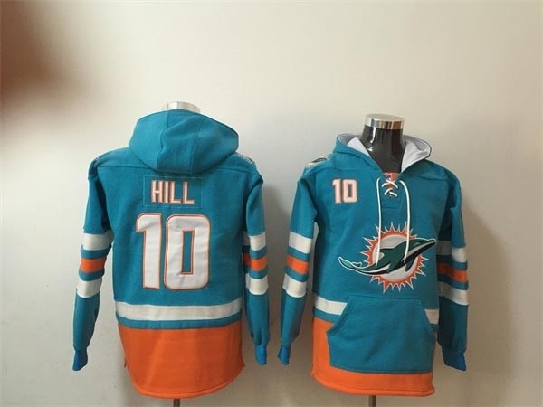 Men's Miami Dolphins #10 Hill Aqua-Orange Lace-Up Pullover Hoodie