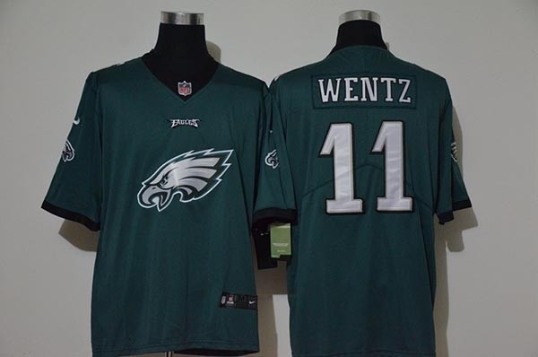 NFL Philadelphia Eagles Carson Wentz #11 Green Team Big Logo Vapor Untouchable Limited Jersey