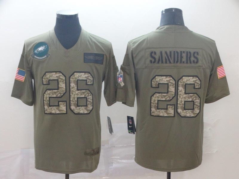 NFL Philadelphia Eagles #26 Miles Sanders 2019 Olive Camo Salute To Service Limited Jersey