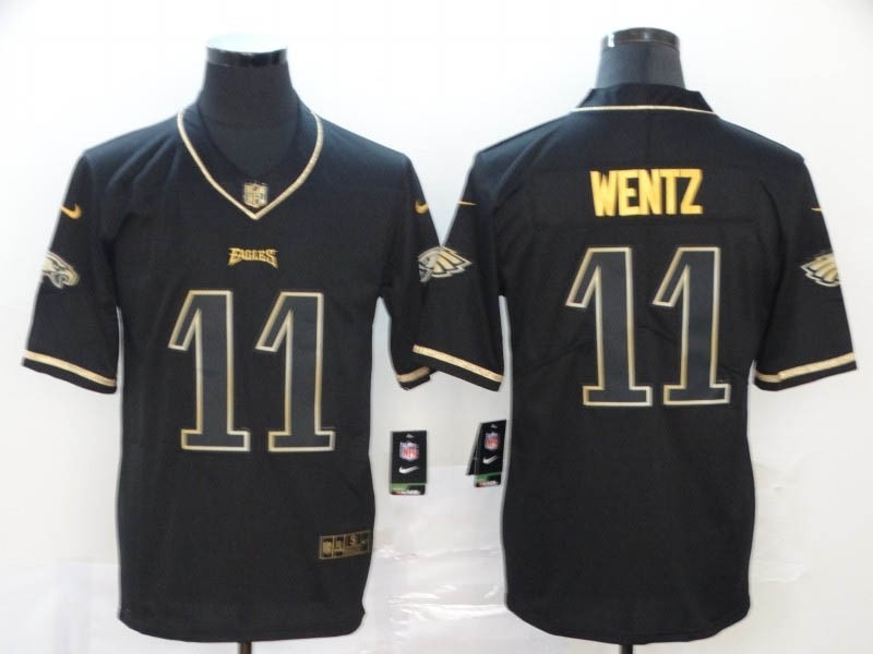 NFL Philadelphia Eagles #11 Carson Wentz Black Gold Vapor Untouchable Limited Jersey