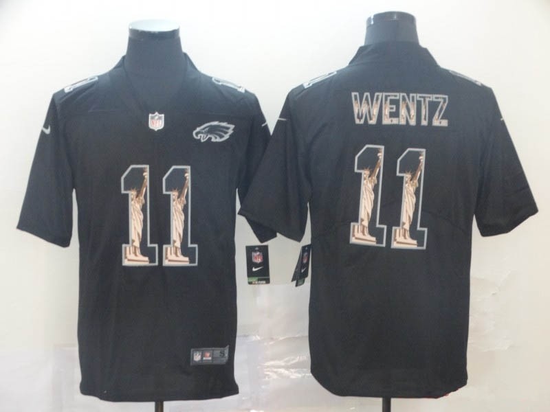 NFL Philadelphia Eagles #11 Carson Wentz Black Statue Of Liberty Limited Jersey