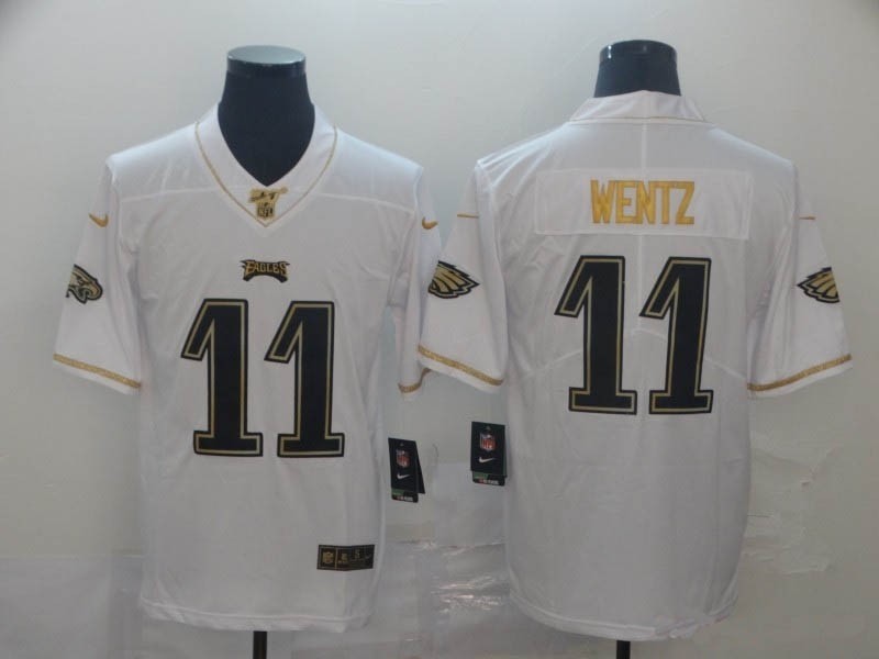 NFL Philadelphia Eagles #11 Carson Wentz White Gold Vapor Untouchable Limited Jersey