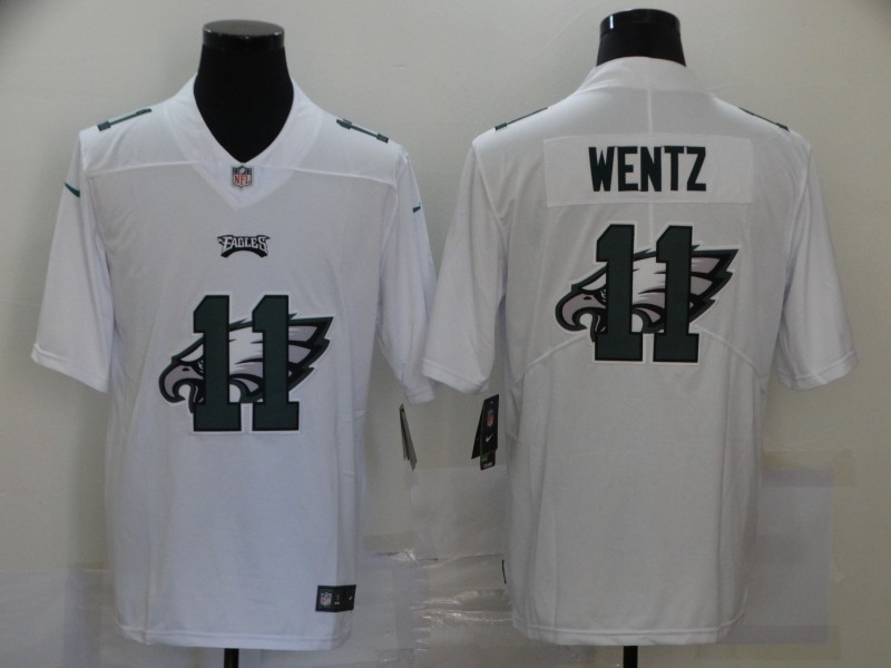 Nike Eagles #11 Carson Wentz White Shadow Logo Limited Jersey