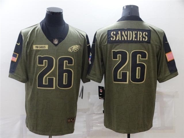 Philadelphia Eagles #26 Miles Sanders 2021 Olive Salute To Service Limited Jersey