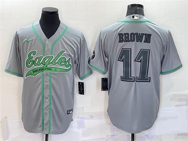 NFL Philadelphia Eagles #11 A.J. Brown Gray Baseball Cool Base Jersey