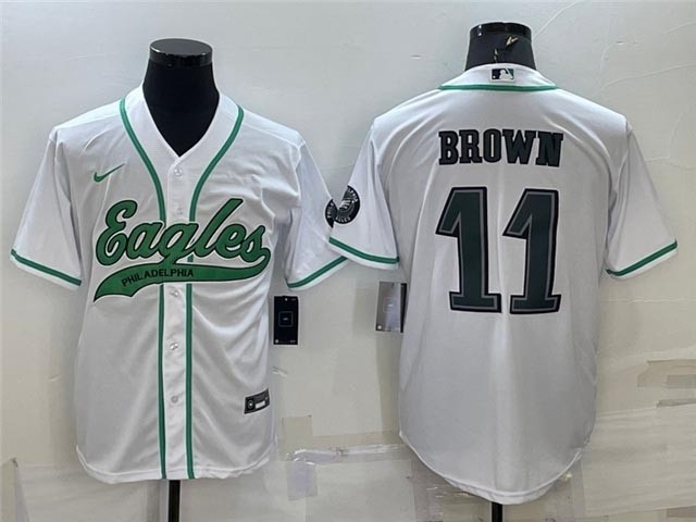 NFL Philadelphia Eagles #11 A.J. Brown White Baseball Cool Base Jersey