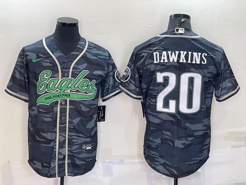 NFL Philadelphia Eagles #20 Brian Dawkins Grey Camo With Patch Cool Base Stitched Baseball Jersey