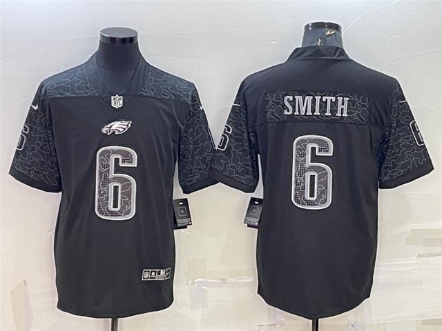 Men's Philadelphia Eagles #6 DeVonta Smith Black Reflective Limited Stitched Football Jersey