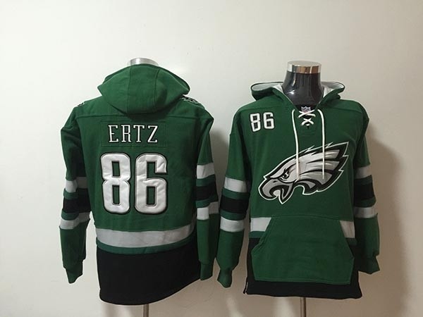 NFL Philadelphia Eagles #86 Zach Ertz Green All Stitched Hooded Sweatshirt